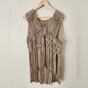 Boho fringe vests with beads
